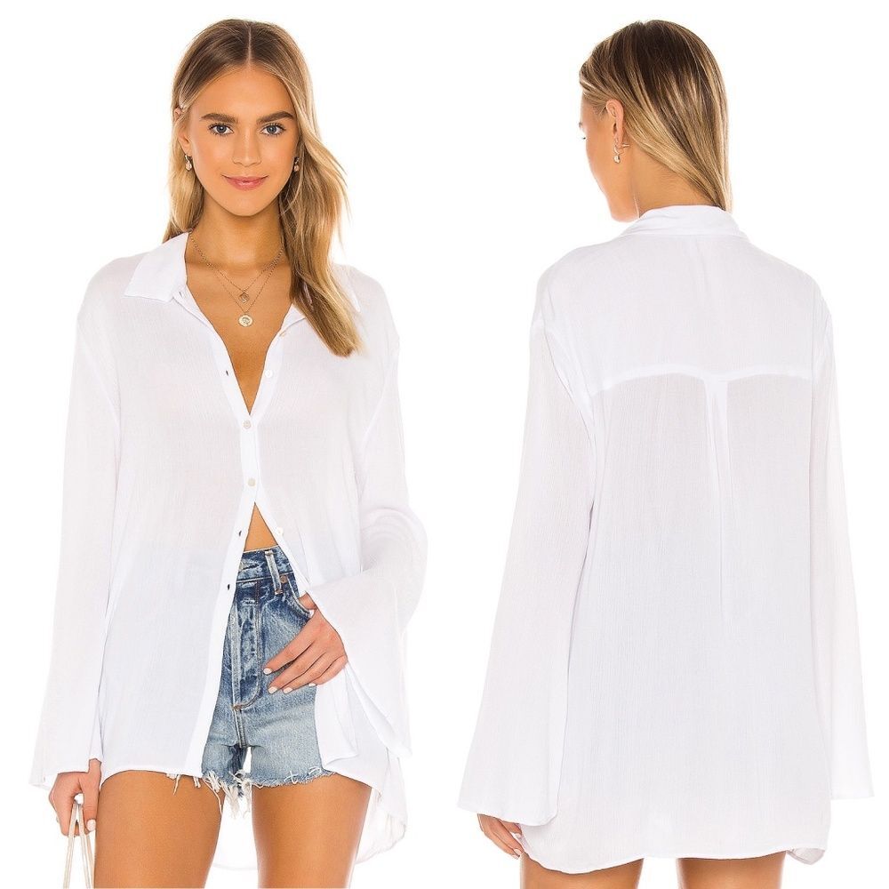 Lovers + Friends Whitney Beach Button Down Shirt - White | Size S